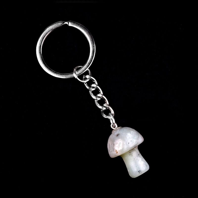 1324-Pedra de cristal natural de ágata 2cm pequeno cogumelo chaveiro pingente bonito saco de jóias pingente pequeno presente
