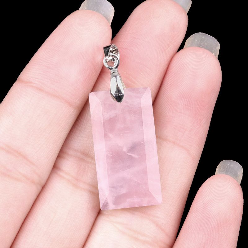 2114-Natural ametista jade corte retangular fivela de cobre pingente colar DIY pingente acessórios de jóias