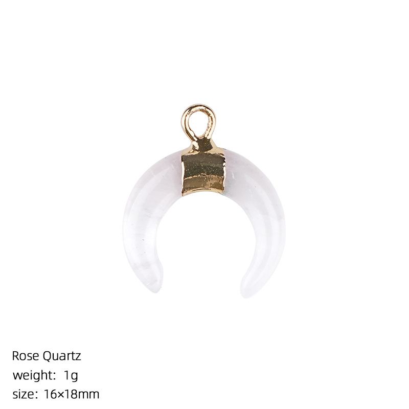 1440 Pingente de lua de cristal natural artesanal pulseira colar brincos dourados único pendurado tipo C chifre de pedra natural
