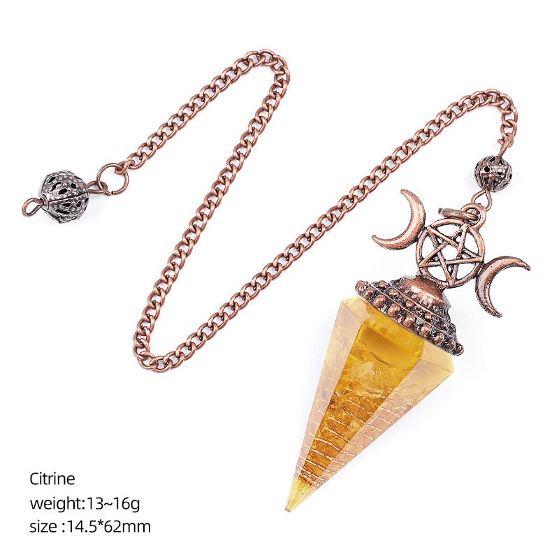 Pingente de pêndulo de cristal natural Triatlo vermelho antigo Hexagonal Cone Yoga Meditação Pêndulo de resina de frequência ajustável