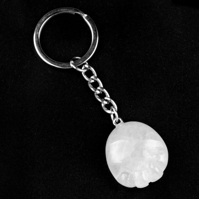 1977-Pedra de cristal natural ágata pequeno pé chaveiro, pata de urso, pingente de carro, presente de casal.