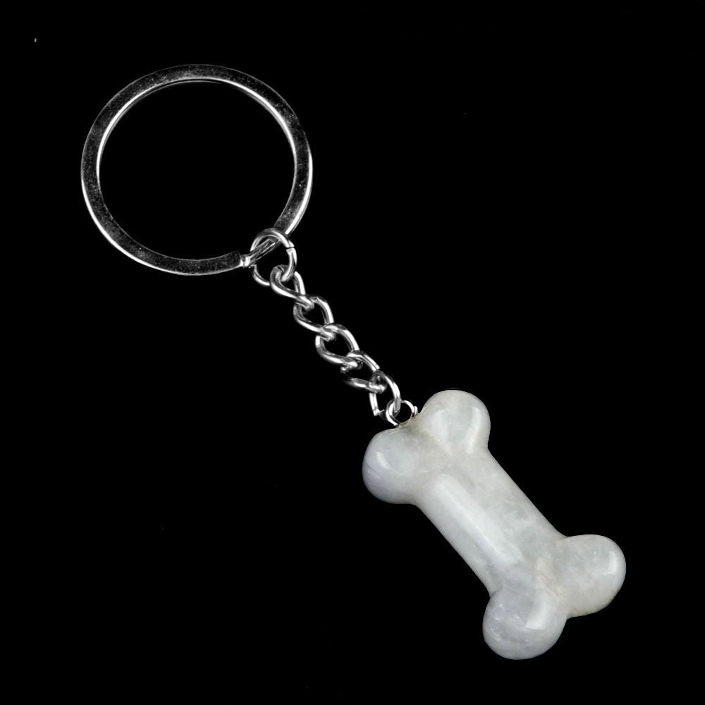 1935-Ágata de cristal natural pedra semi-preciosa 35mm grande osso chaveiro DIY animal de estimação material de jóias decorativas