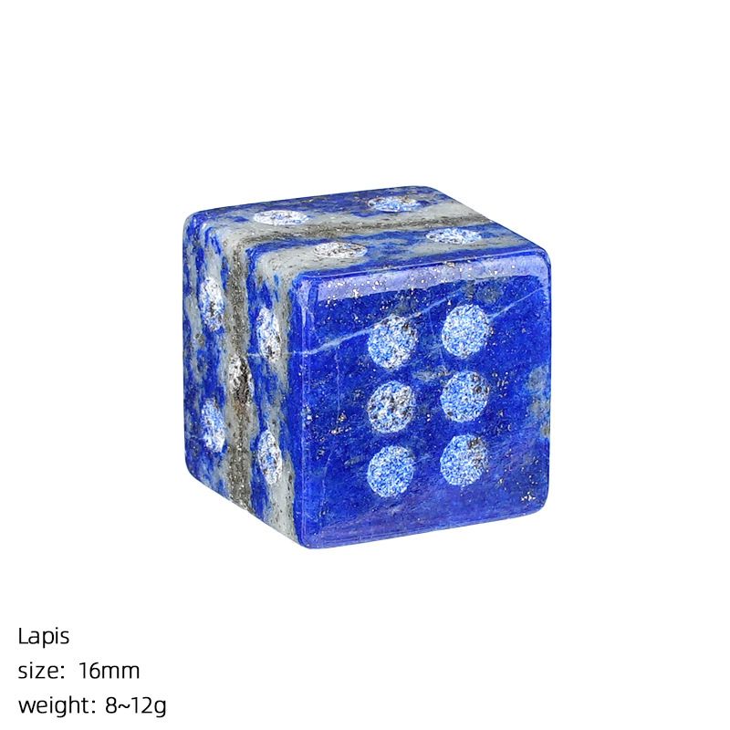 Dados de cristal natural de 16Mm divertidos pontos do jogo de tabuleiro adereços do jogo jateados em ângulo reto dados de pedra semipreciosa