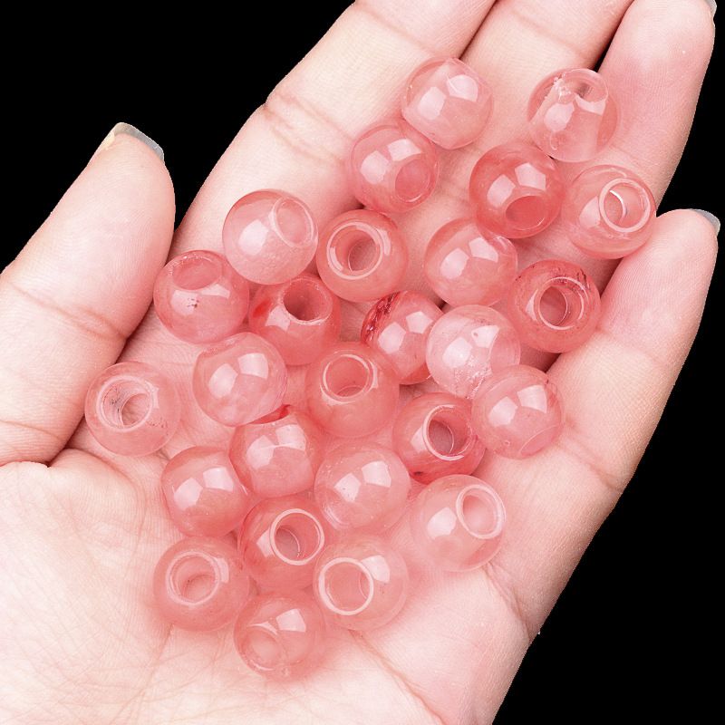 317 - Contas de Grandes Furos, Contas Soltas de Ágata Cristalina, 12mm, 5mm, Contas Soltas de Pedra Natural de Grandes Furos, Materiais de Joias DIY Atacado