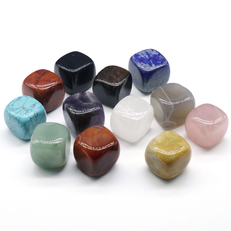 952 Pedra de ágata de cristal Cubo de Rubik irregular grande caixa quadrada de 25 mm com 12 peças de jogo de cores mistas