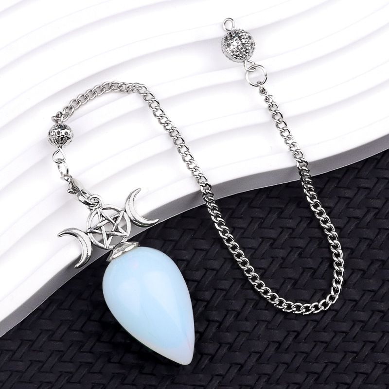 2146-Queda de água de cristal natural pingente de pêndulo da lua trifásico pingente de jóias pingente novo fabricante