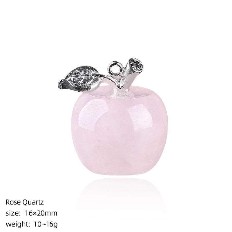 Maçã de cristal natural de 20Mm, colar artesanal de presente de Natal de véspera de Natal, pingente de maçã pequena de pedra natural.