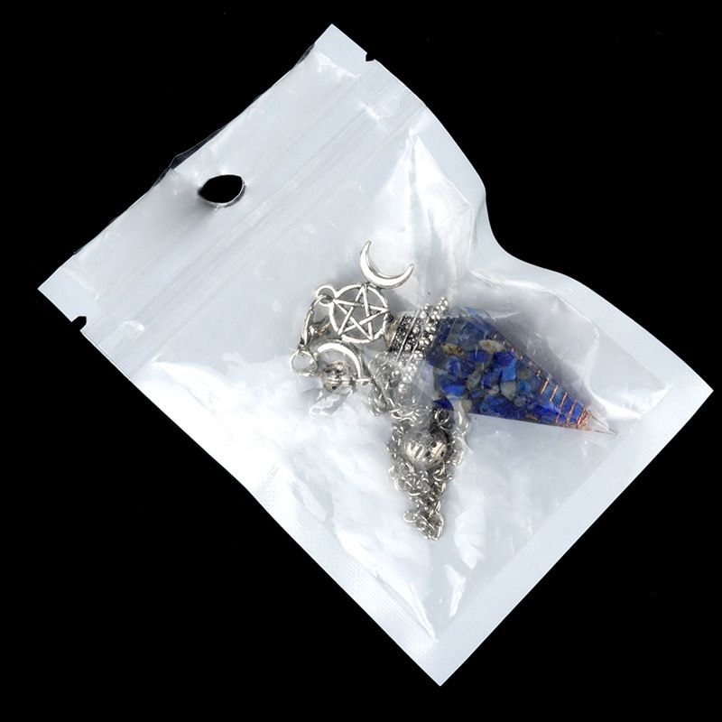 1690-Lua trifásica colorido cascalho resina cristal pedra preciosa hexagonal cone pêndulo, pingente de chakra