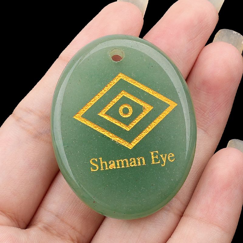 2335-Pingente de letras de pedra de palma de pedra de cristal natural Shaman Eye
