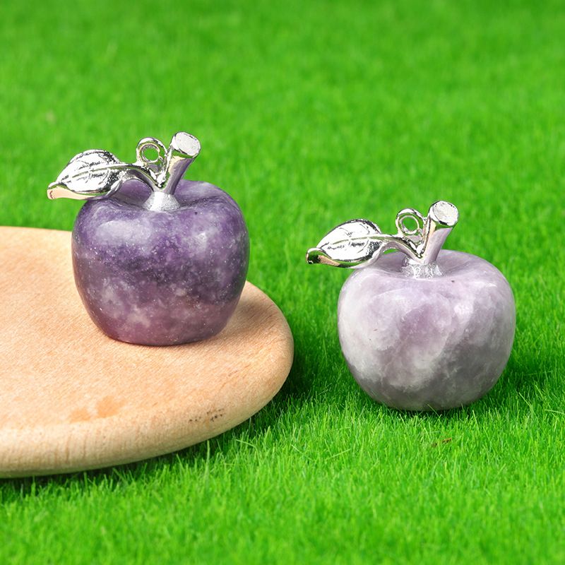 1718-Mini Pingente de Maçã de Cristal Natural Pingente de Maçã Pequeno, Véspera de Natal