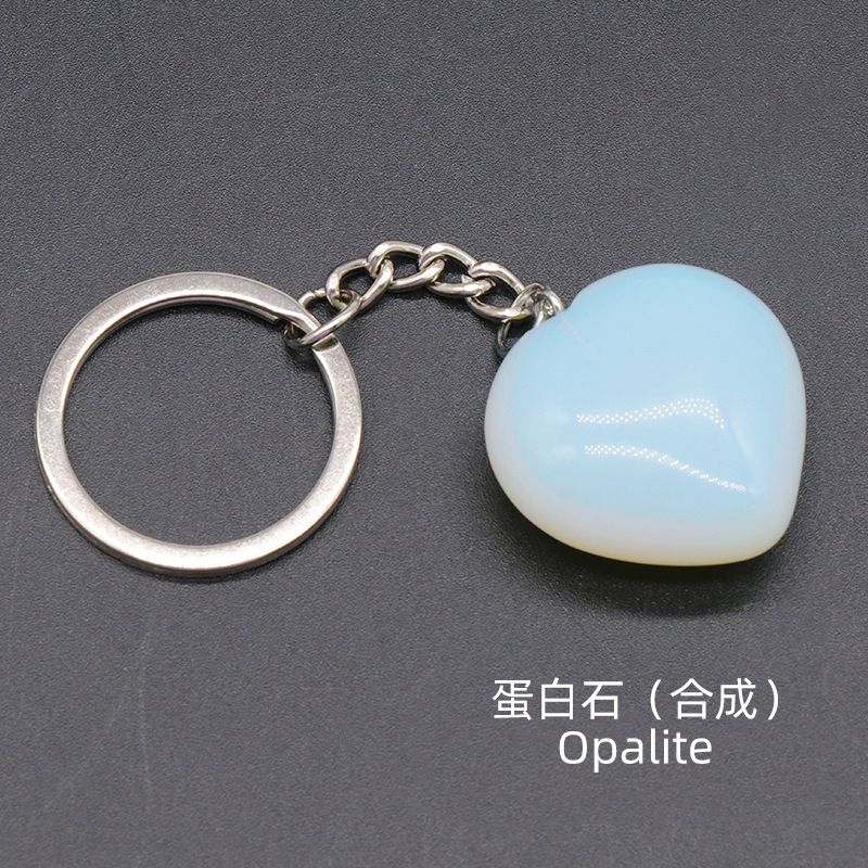 Pedra de ágata de cristal natural 30mm chaveiro do amor, pingente em forma de coração DIY caixa de presente acessórios de jóias