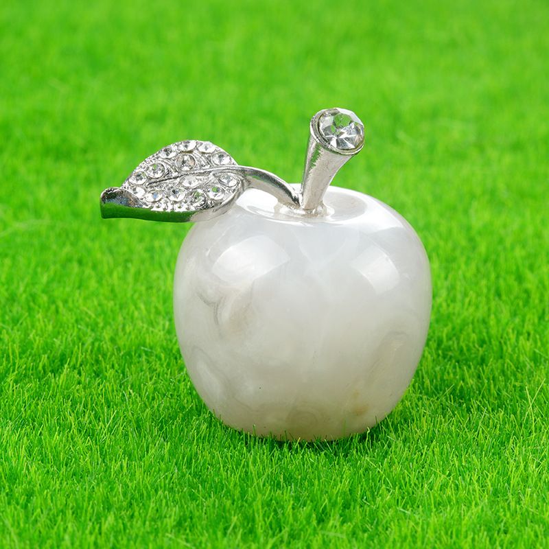 1683-Pedra de ágata de cristal maçã de 25 mm, decoração de véspera de Natal, mini enfeite de carro para casa