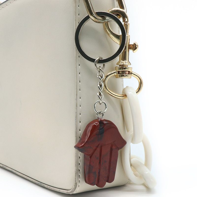 1051-Fátima Mão Keychain Cristal Natural Pedra Palma Keychain, Escultura em Pedra, Bolsa Pingente