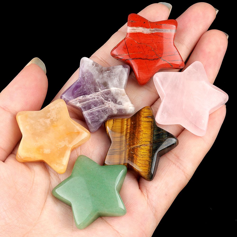 1433-30Mm pentagrama de cristal natural ágata estrela de pedra lua DIY estrela não porosa acessórios material