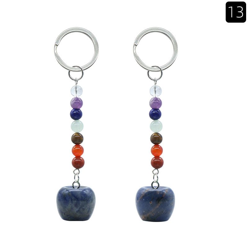 1478-Pequeno Chaveiro de Maçã Cristal Natural Pedra Colorida Pingente De Maçã De 20mm, Decoração De Véspera De Natal