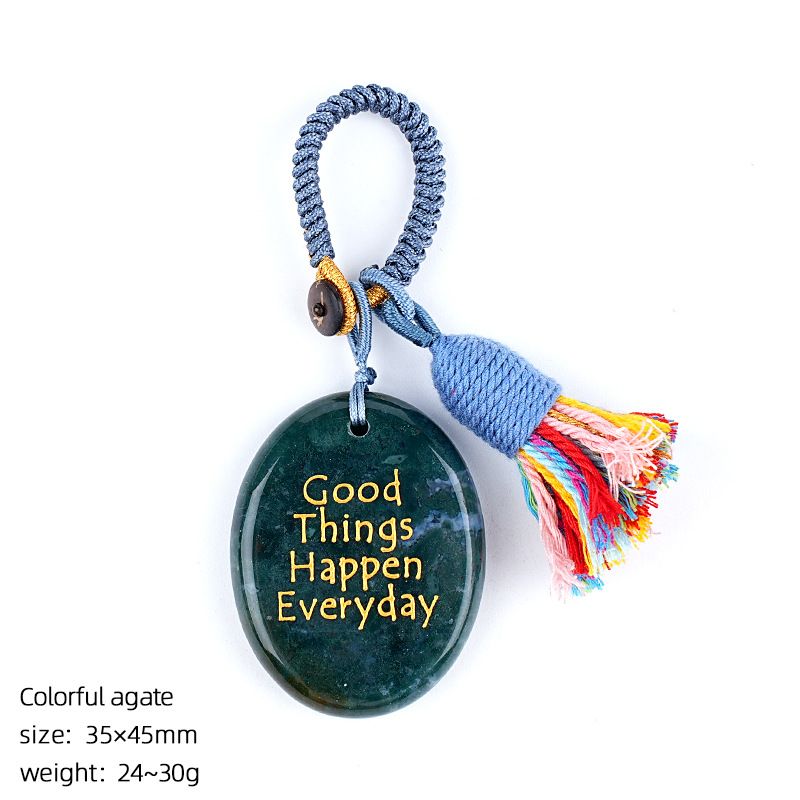 2469 Cristal natural palma de pedra chaveiro criativo saco reboque pendurado decorativo letras ágata mindfulness pedra pingente