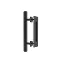 10 in. Black Hexagon Pull and Flush Sliding Barn Door Handle Set