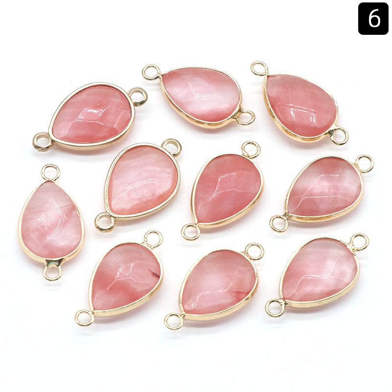 1376-Pingente de gota de água com bainha de cristal natural pendurado duplo com bainha de gota de água pingente de pulseira DIY colar material de jóias