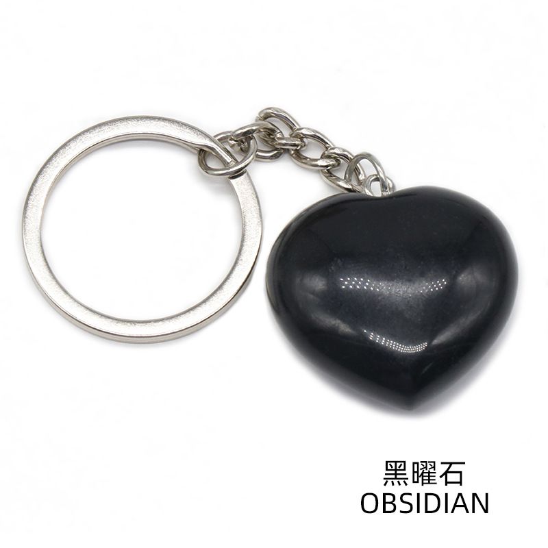 Pedra de ágata de cristal natural 30mm chaveiro do amor, pingente em forma de coração DIY caixa de presente acessórios de jóias