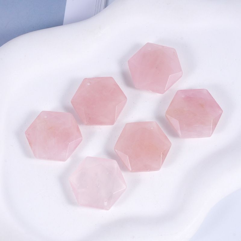Acessórios de pingente de hexagrama de cristal natural Agate perfurado corte geométrico grande satélite colar de pedra