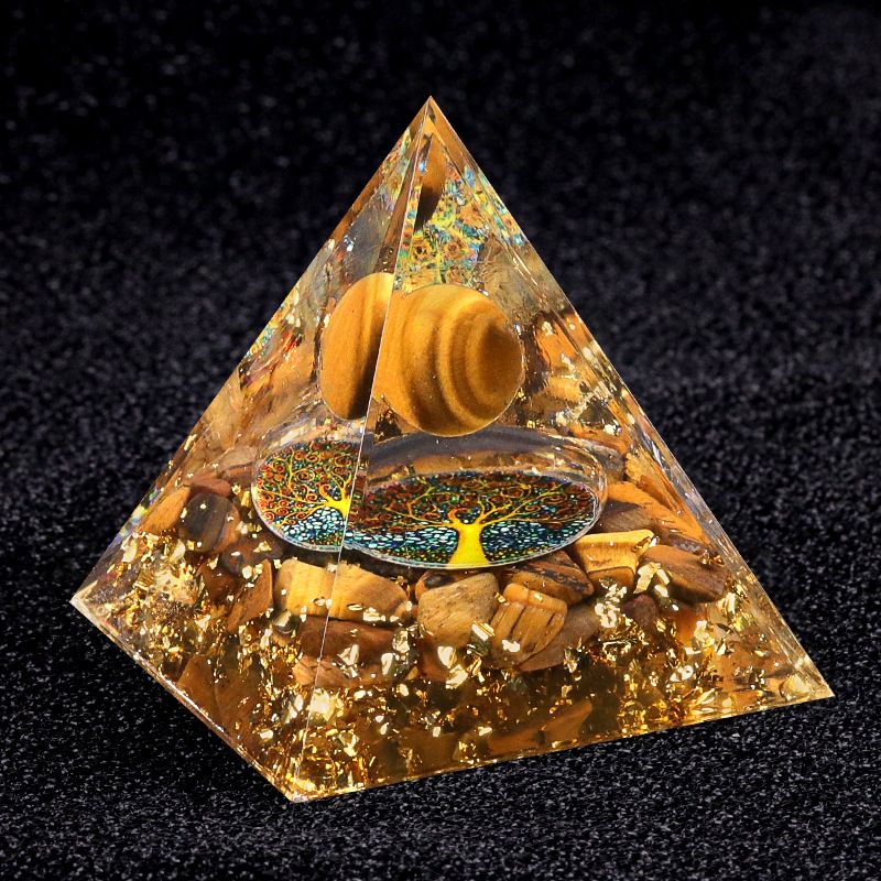 Nova pirâmide de 5cm de cascalho bola de cristal natural Ornamento de artesanato de pirâmide epóxi