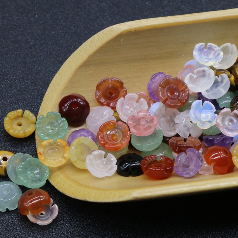261-Jade Crystal Agate DIY Magnolia Hairpin Acessórios, pétalas esculpidas, feitos à mão