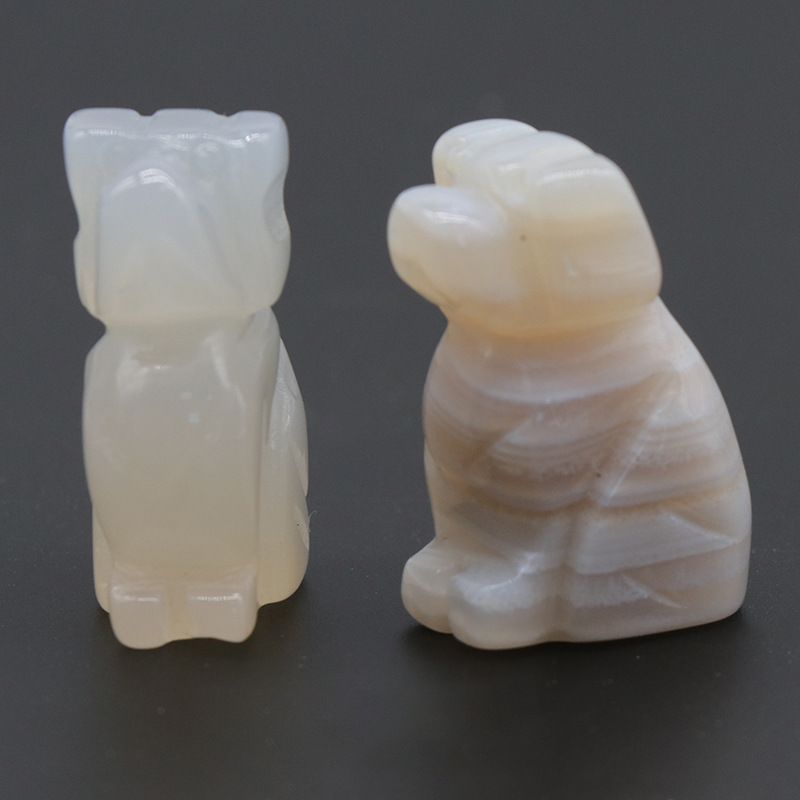 1606 a 1in filhote de cachorro ágata cristal pedra mini escultura animal pequeno pedra semi-preciosa artesanato cão pequeno ornamento