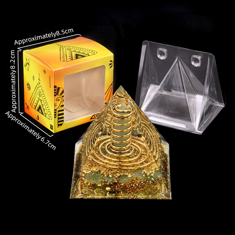 Pirâmide de cascalho de cristal de 6cm da série 225-P, ornamento doméstico de artesanato de resina epóxi