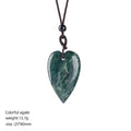 Colar de amor de cristal natural de 40mm, pingente de coração de pêssego de pedra de ágata gravado em forma de coração.
