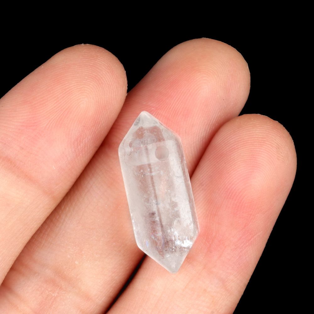 1904-8X20 grande buraco seis colunas cristal de pedra natural de ponta dupla prisma hexagonal pendurado coluna DIY acessórios de jóias