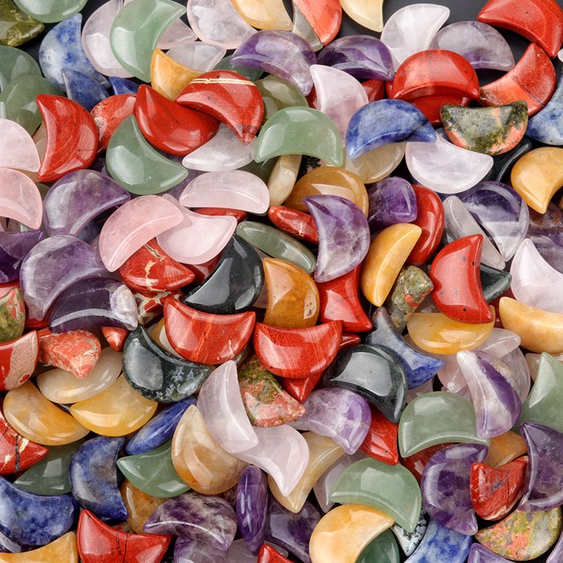 1668-20Mm lua não porosa, ágata de cristal natural cabeça de pedra semipreciosa crescente DIY material de joalheria artesanal