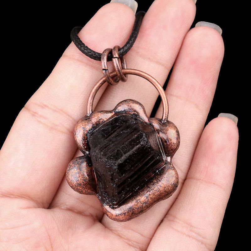 2161-Estilo retrô incrustado cristal ágata pedra semipreciosa colar pingente de pedra áspera moda versátil jóias