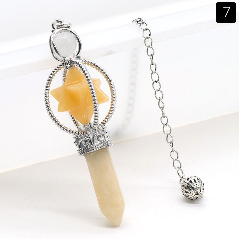 1490-Pó branco natural ametista Kabbah estrela cetro pêndulo, Kabbah mel grande satélite hexagonal pilar pingente de cristal