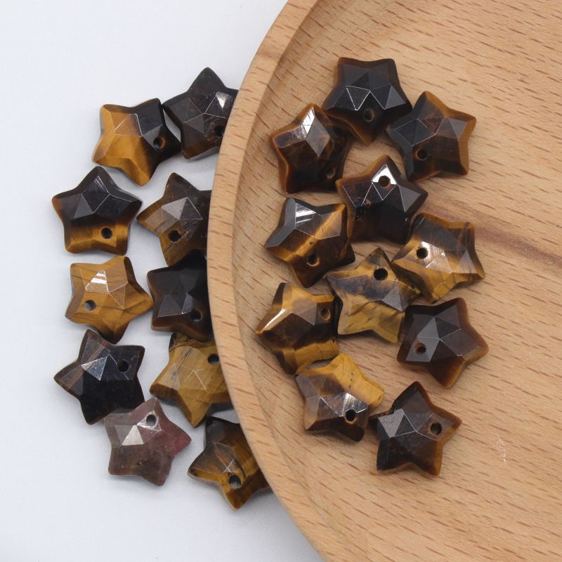 Pingente de pentagrama facetado 1590-10mm, acessórios de mini estrela de pedra de cristal atacado DIY jóias estrela