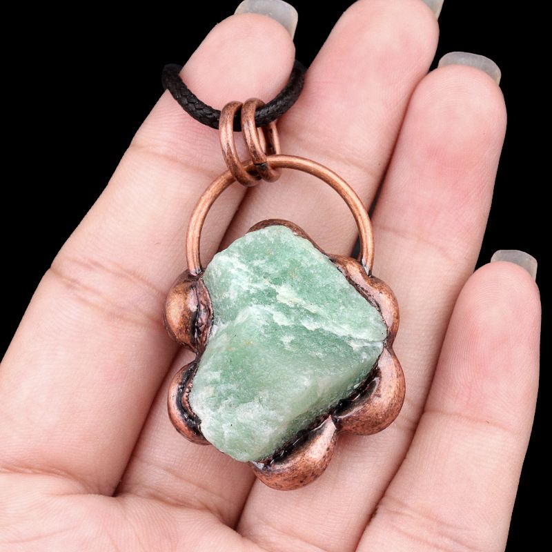 2161-Estilo retrô incrustado cristal ágata pedra semipreciosa colar pingente de pedra áspera moda versátil jóias