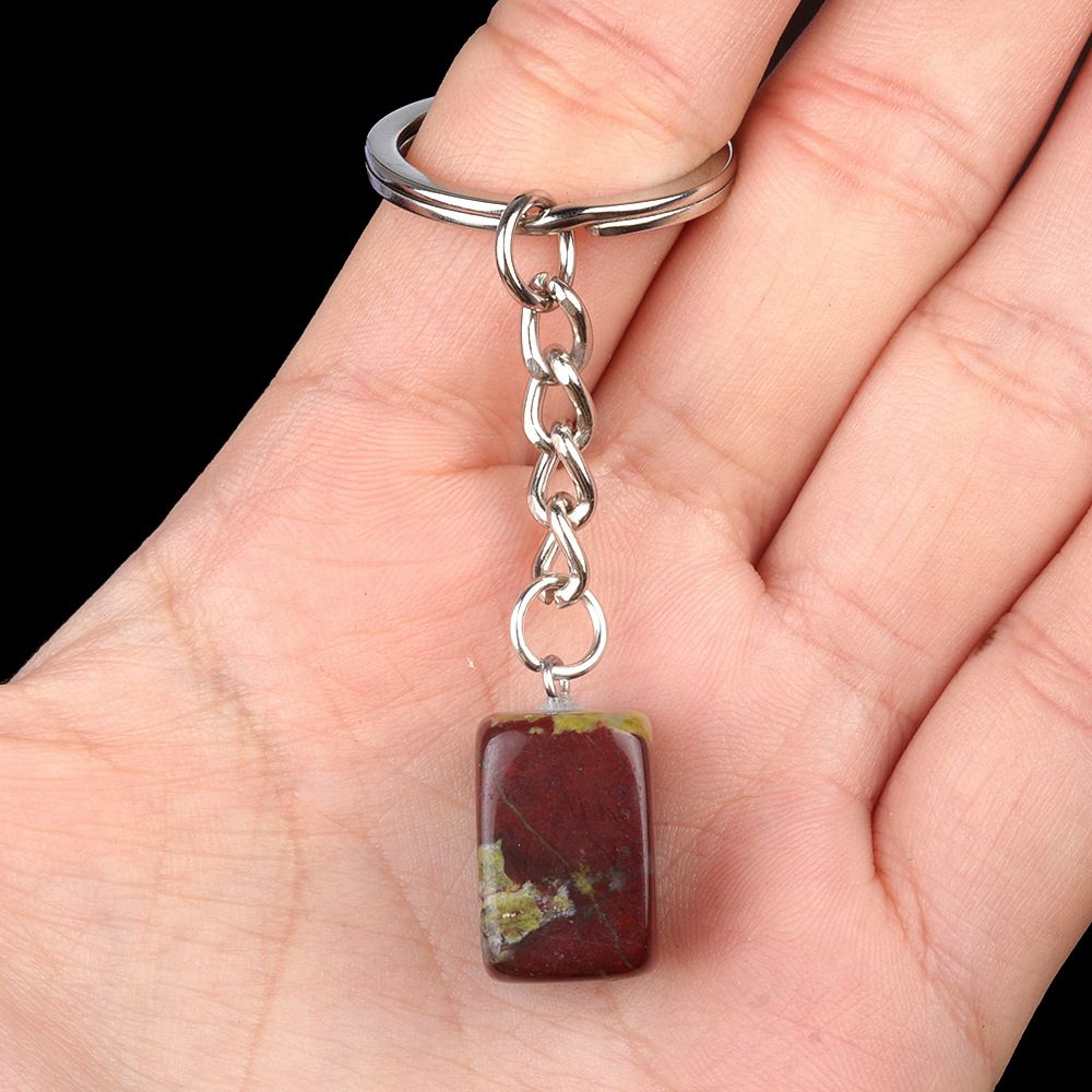 1788-Cristal Colorido Pedra Irregular 16mm Chaveiro Quadrado Comprido DIY Gem Pingente Opala