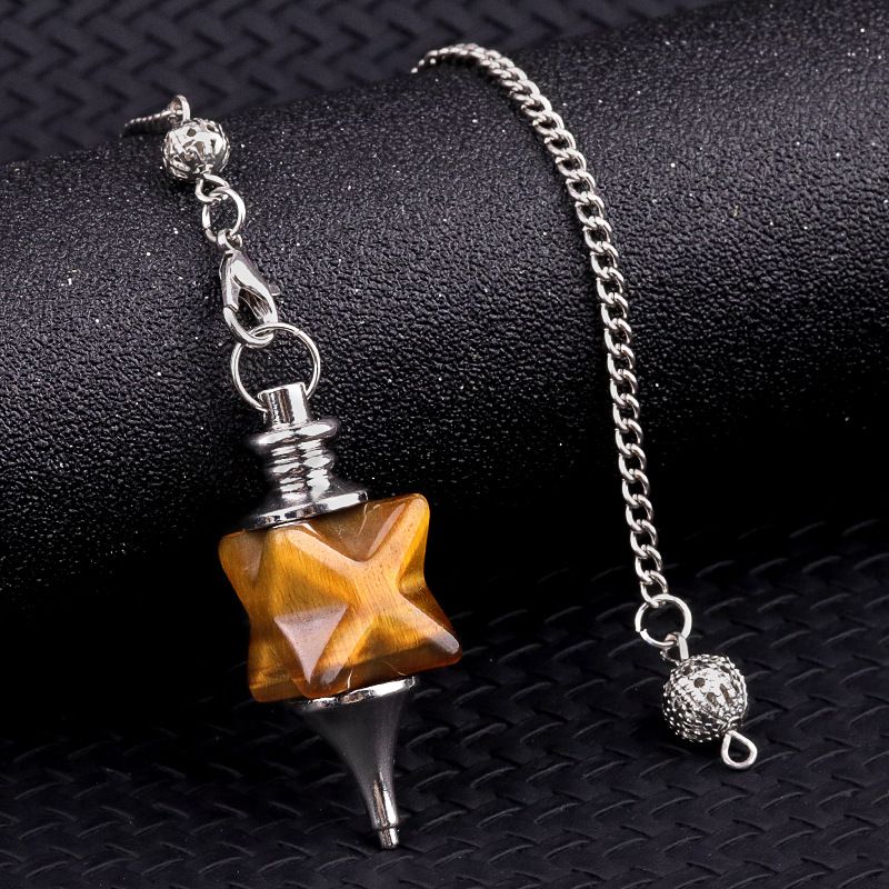 2148-Merkaba Pêndulo de Cristal, Roxo Rosa Cristal Ágata Hexagrama Pêndulo Yoga Jóias