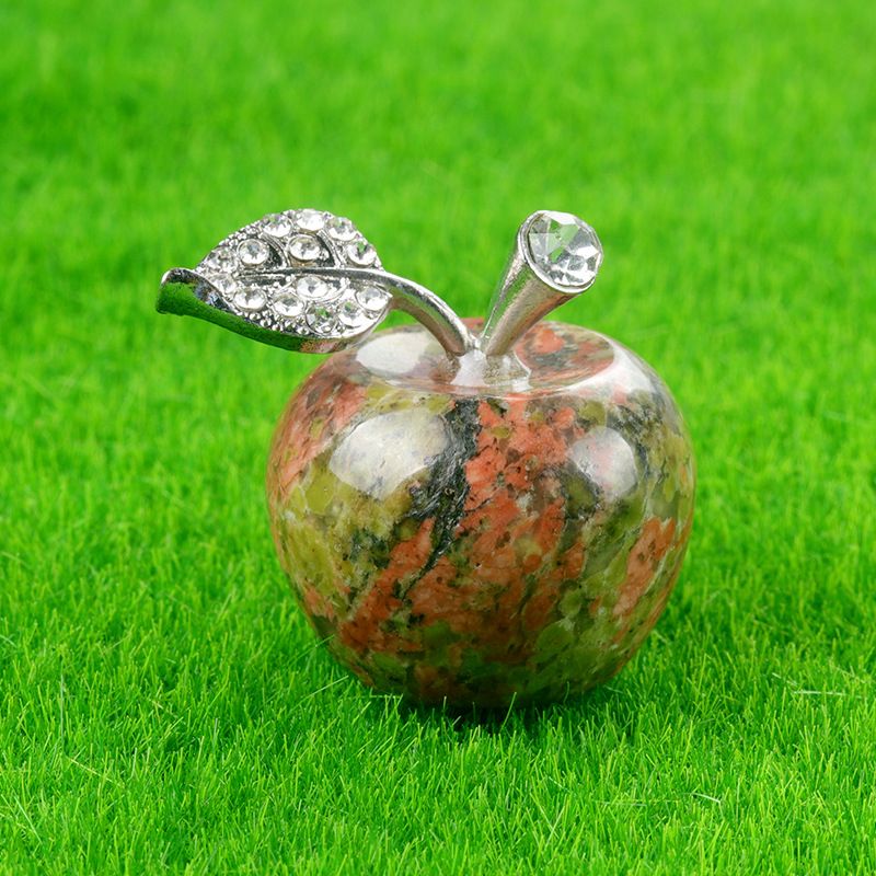 1683-Pedra de ágata de cristal maçã de 25 mm, decoração de véspera de Natal, mini enfeite de carro para casa
