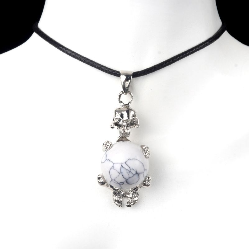 1713-16Mm cristal ágata bola de pedra crânio homem colar pingente, Páscoa Europa e América