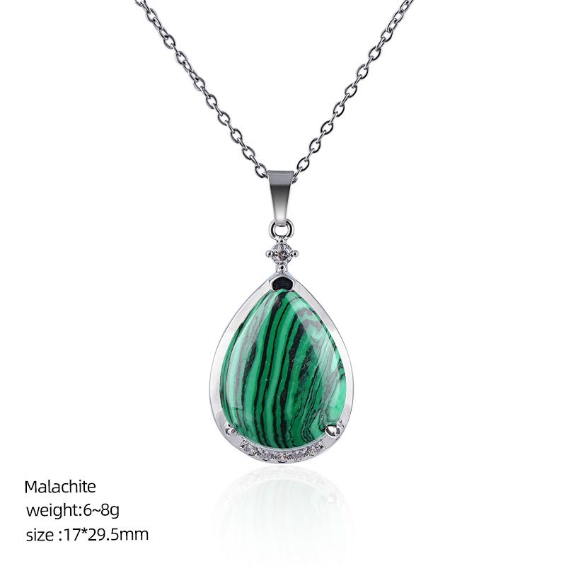 Pingente de gota de água de cristal natural popular com corrente de clavícula incrustada de cobre diamante colar de gota de água de ametista natural