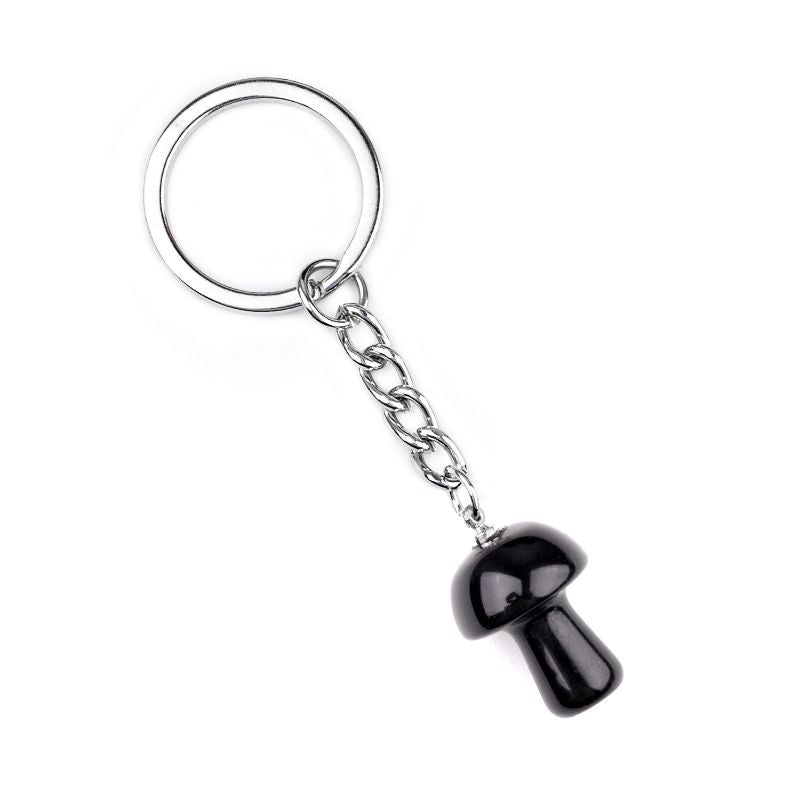 1324-Pedra de cristal natural de ágata 2cm pequeno cogumelo chaveiro pingente bonito saco de jóias pingente pequeno presente