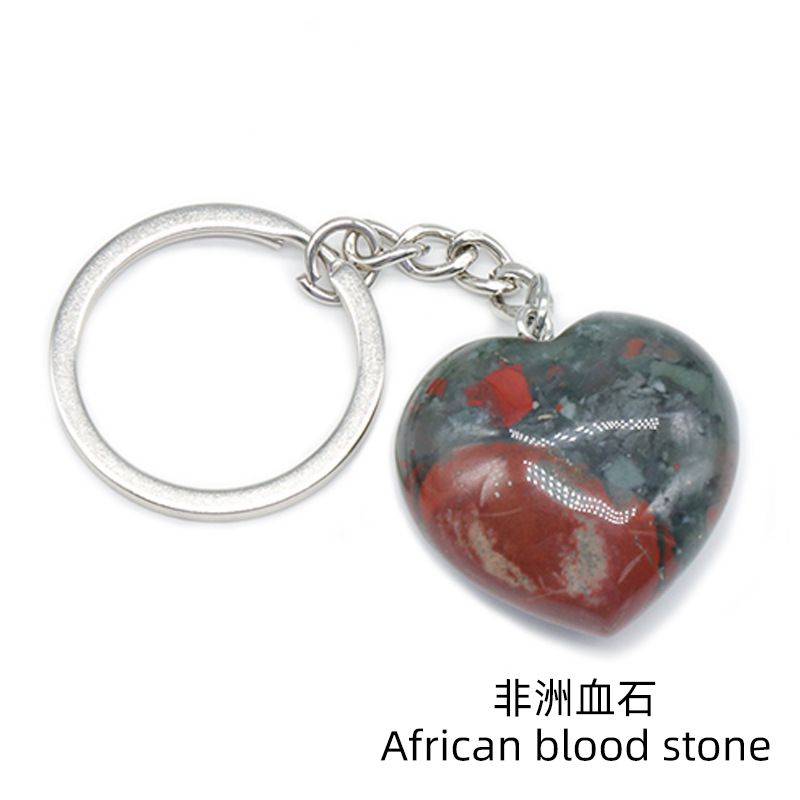 Pedra de ágata de cristal natural 30mm chaveiro do amor, pingente em forma de coração DIY caixa de presente acessórios de jóias