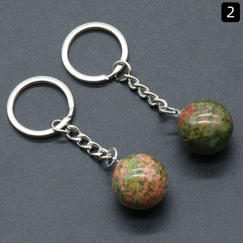 Chaveiro de bola redonda de 1402-20Mm, bolsa de pedra de olho de tigre de ágata de cristal rosa natural, joias de pingente de bola pequena.