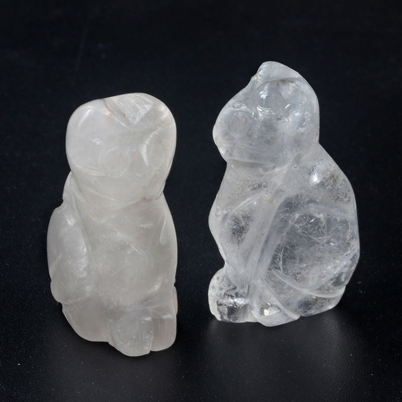 1659-1 polegada de gatinho esculpido em cristal natural de ágata semipreciosa escultura de animais em pé com mini decoração