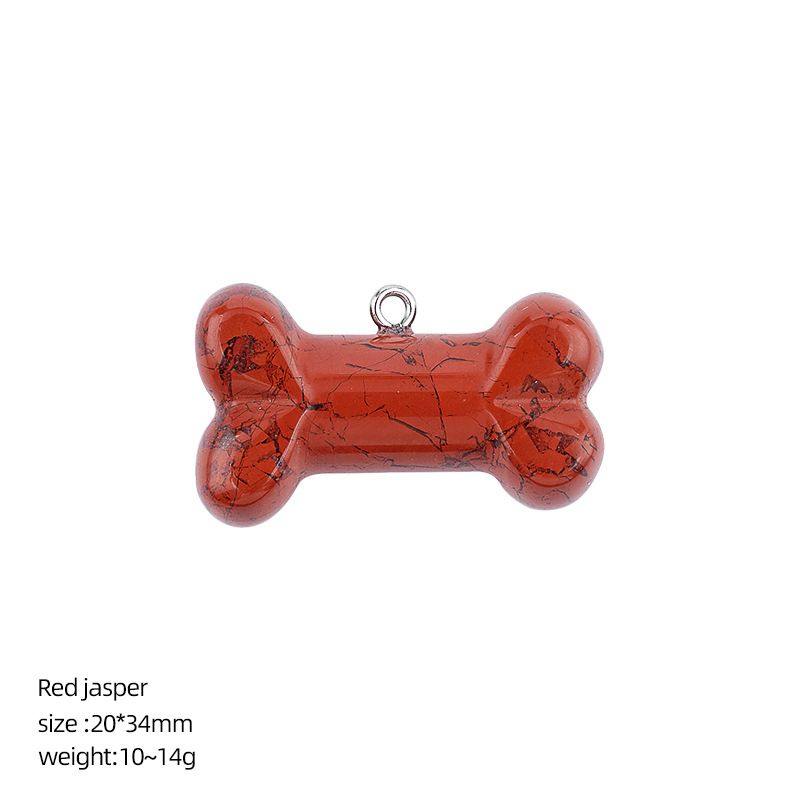Pingente de osso de cristal natural DIY colar pingente filhote de cachorro acessórios pedra ágata gravada osso