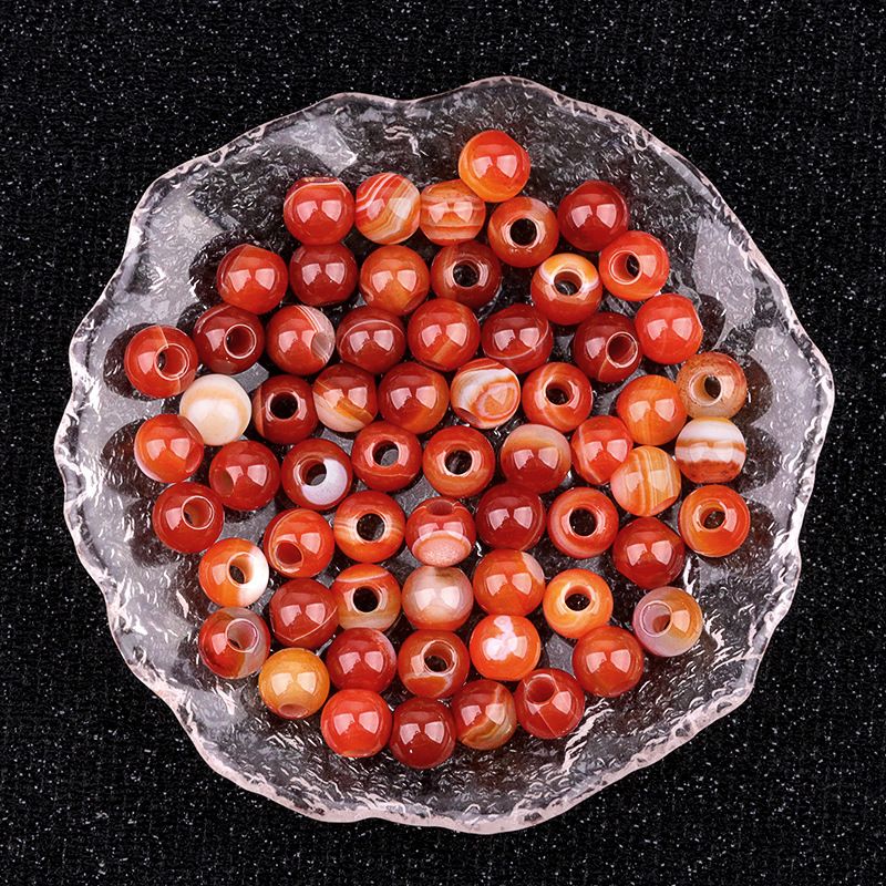 309-Grânulos Macroporosos Cristal Natural Ágata Jade Pedra Macroporosa Grânulos Soltos 8mm Buraco 3mmdiy Tecelagem Acessórios