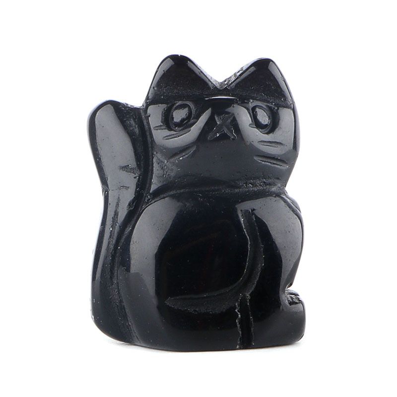 1 polegada ornamento de gatinho de pedra semipreciosa esculpido à mão ametista gato criativo enfeite de mesa