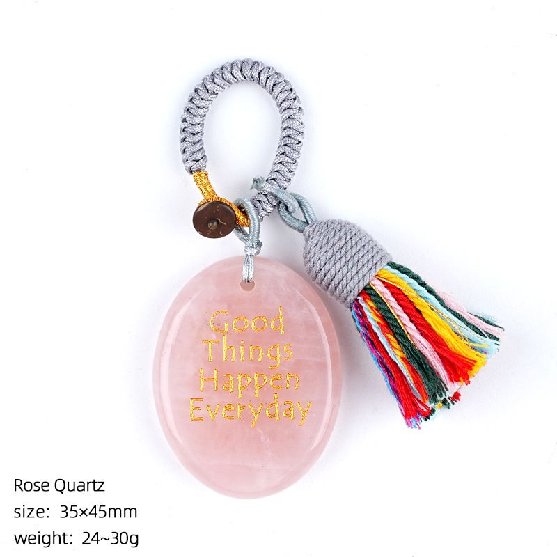 2469 Cristal natural palma de pedra chaveiro criativo saco reboque pendurado decorativo letras ágata mindfulness pedra pingente