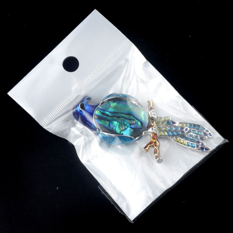 1682-Pingente de broche de papagaio Pingente de broche de gema incrustado com pino de pedra de ágata de cristal, colar