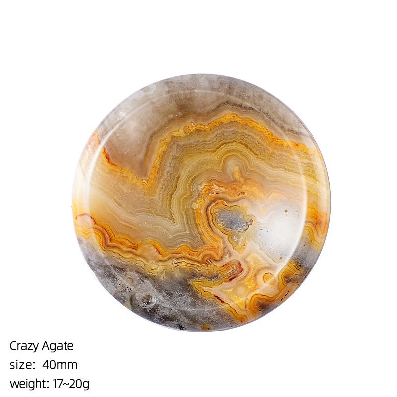 Pedra do polegar de cristal natural 40mm massagem de descompressão jogar pedra com ranhura de cristal ágata pedra de preocupação redonda